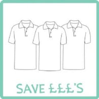 Ruskin Junior 3 White Poloshirts with Logo Bundle