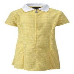 Yellow Plain Gingham Zip Summer Dress