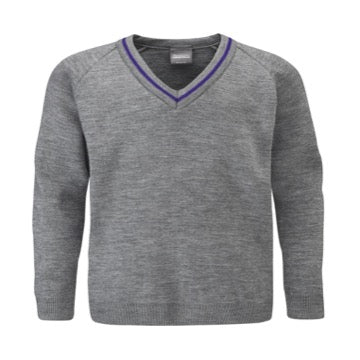 Chelveston Road Grey with Purple Stripe Jumper