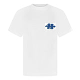 South End Junior White PE Teeshirt with House Logo